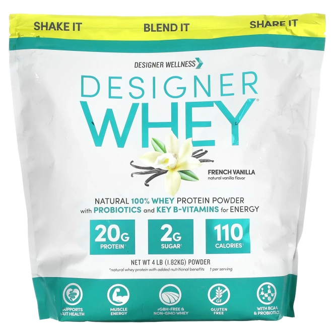 Designer Protein, Designer сыворотка Натуральный 100% сывороточный протеин Французская ваниль 4 фунта