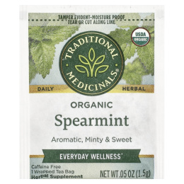 Traditional Medicinals, органическая кудрявая мята, без кофеина, 16 упакованных чайных пакетиков, 24 г (0,85 унции)