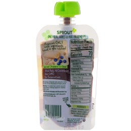 Sprout Organic, Детское питание, Этап 2, Черника, банан, овес, 3,5 унц. (99 г)