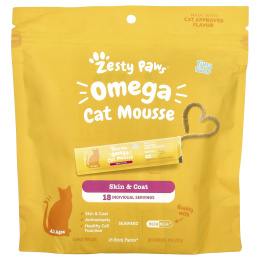 Zesty Paws, Мусс для кошек Omega, для кошек, тунец, 18 пакетиков, 252 г (9 унций)