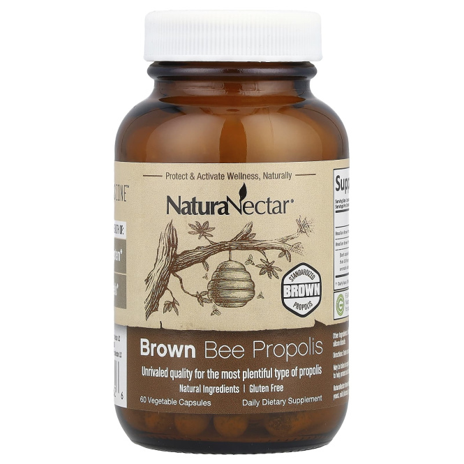 NaturaNectar, Brown Bee Propolis, 60 вегетарианских капсул