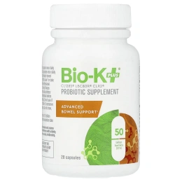 Bio-K+, добавка с пробиотиком, улучшенная поддержка кишечника, 20 капсул