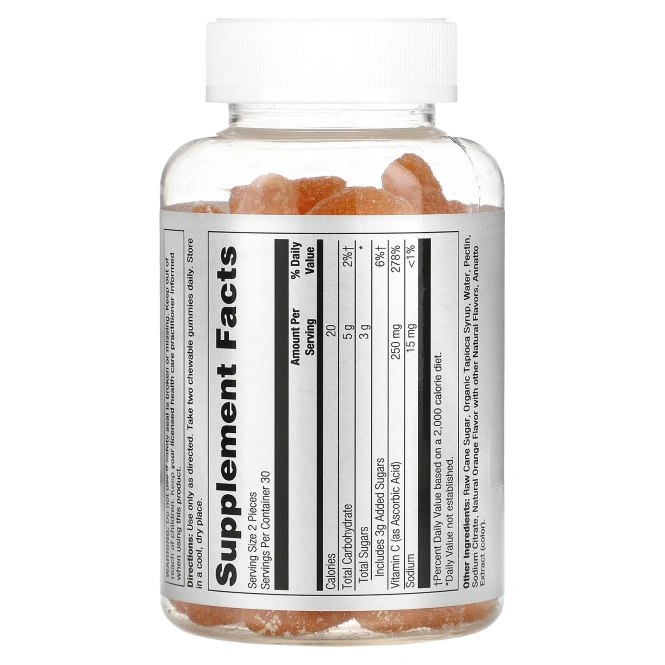 Solaray, Жевательные конфеты с витамином C, натуральный апельсин, 125 мг, 60 жевательных конфет