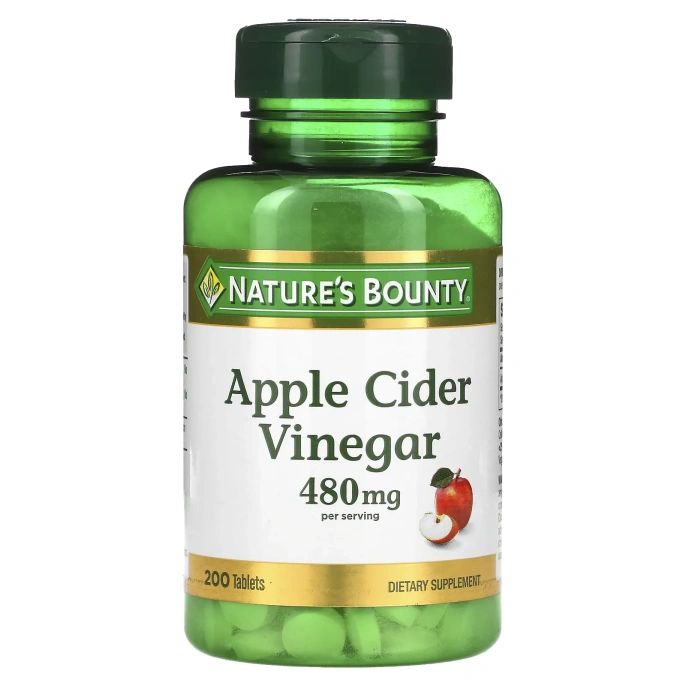 Nature's Bounty, Яблочный уксус, 480 мг, 200 таблеток