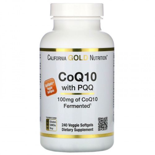 California Gold Nutrition, Коэнзим Q10 с PQQ, 100 мг, 240 растительных капсул