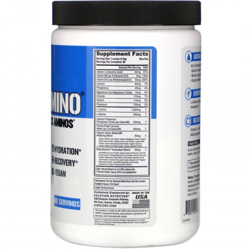 EVLution Nutrition, Hydramino, Blue Raz, 10.37 oz (294 g)