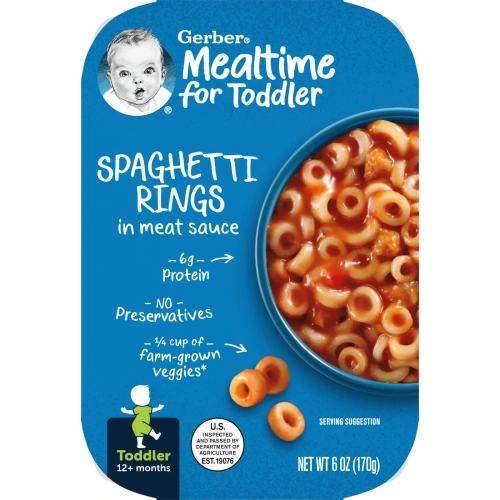 Gerber, Spaghetti Rings in Meat Sauce, Toddler, 12+ Months , 6 oz (170 g)