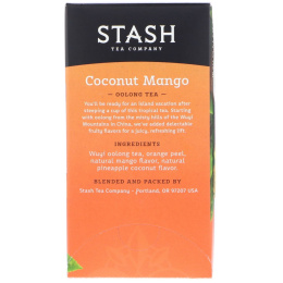 Stash Tea, Чай улун с ароматом кокоса и манго, 18 чайных пакетиков, 1,2 унции (23 г)