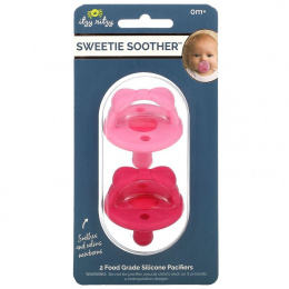 Itzy Ritzy, Sweetie Soother, пищевые силиконовые пустышки, от 0 месяцев, вата, арбузный лук, 2 пустышки
