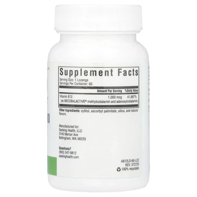 Seeking Health, Метил B12 1000, 60 пастилок