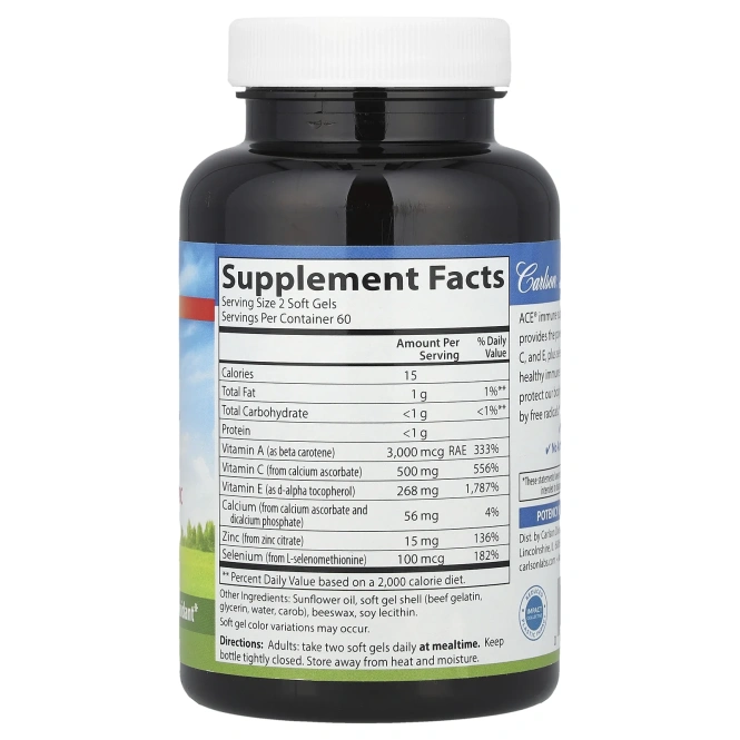 Carlson Labs, Витамины Aces + цинк, 120 мягких капсул