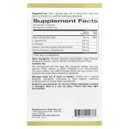 California Gold Nutrition, Rexdrive™ Amino, добавка для мужчин с L-аргинина гидрохлоридом, L-цитруллином, ацетил-L-карнитин аргината дигидрохлоридом и глицин пропионил-L-карнитина гидрохлоридом, 60 растительных капсул