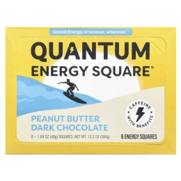 Quantum Energy Square, Темный шоколад с арахисовой пастой, 8 квадратов по 48 г (1,69 унции)