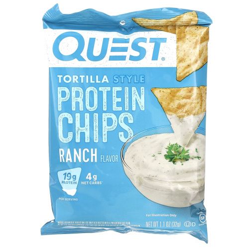 Quest Nutrition, Протеиновые чипсы по-тортильи, ранчо, 8 пакетиков по 32 г (1,1 унции)
