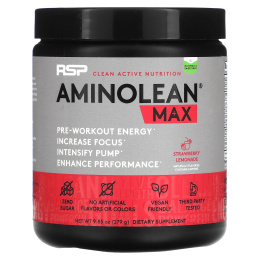 RSP Nutrition, AminoLean Max, добавка для повышения уровня энергии перед тренировкой, клубничный лимонад, 279 г (9,85 унции)