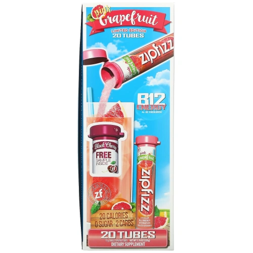 Zipfizz, Healthy Energy Mix With Vitamin B12, Pink Grapefruit, 20 Tubes, 0.39 oz (11 g) Each