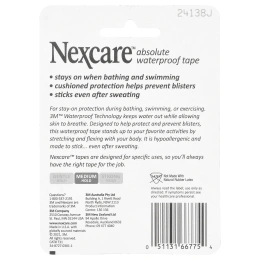 Nexcare, Абсолютная водонепроницаемая лента, средней фиксации, 5 ярдов (180 дюймов)