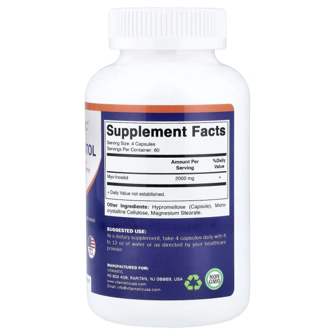 Vitamatic, мио-инозитол, 240 капсул (500 мг в 1 капсуле)