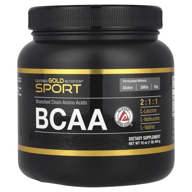 California Gold Nutrition, BCAA, аминокислоты с разветвлённой цепью AjiPure® 2:1:1 с L-лейцином, L-изолейцином и L-валином, 500 мг, 60 растительных капсул