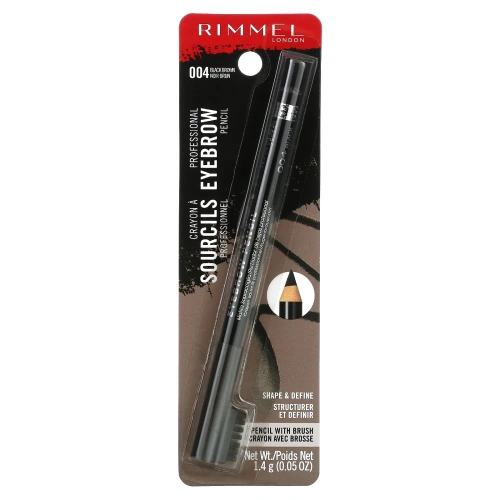 Rimmel London, Профессиональный карандаш для бровей, 004 черно-коричневый, 1,4 г