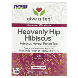 NOW Foods, Heavenly Hip Hybiscus™, чай, без кофеина, 24 чайных пакетика, 48 г (1,7 унции)