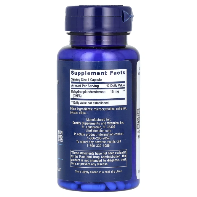 Life Extension, ДГЭА, 15 мг, 100 капсул