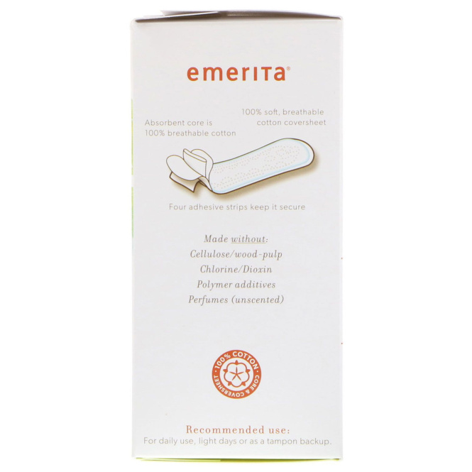 Emerita, Прокладки из натурального хлопка, классической формы, 30 шт.