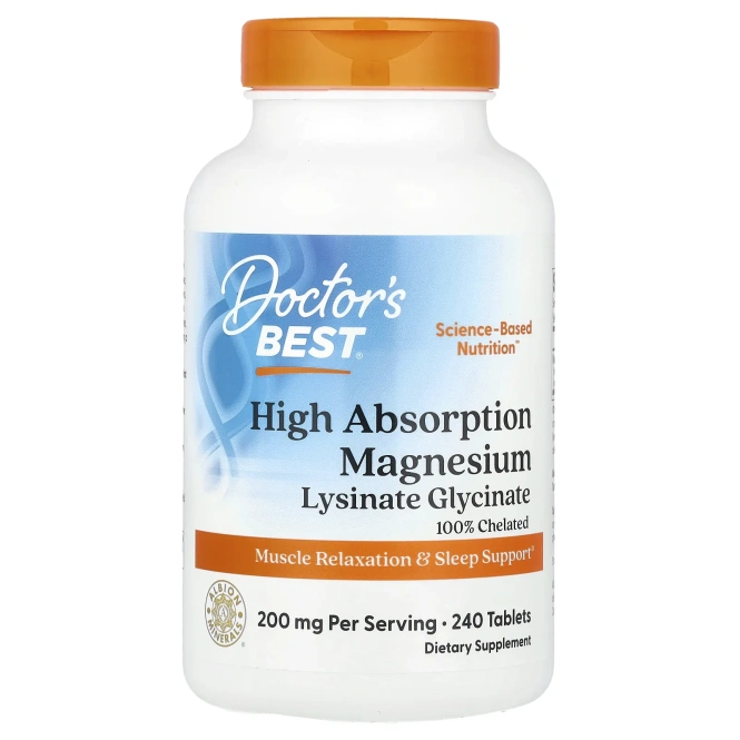 Магний Хелат Doctor's Best Magnezium 100% Chelated легкоусвояемый с альбионными минералами (100 мг), 240 таблеток