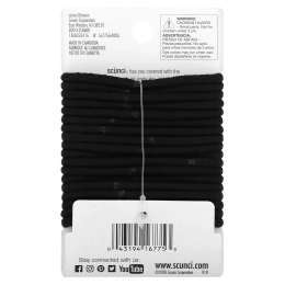 Scunci, Резинки для волос No Damage, удерживают волосы весь день (средняя фиксация), черные, 18 штук