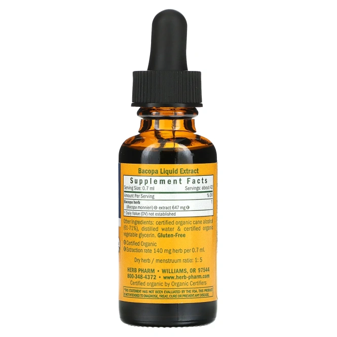 Herb Pharm, Бакопа, цельная трава, 1 жидкая унция (30 мл)