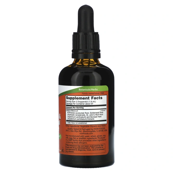 Now Foods Глицерит эхинацеи и золототысячника без спирта 2 жидких унции