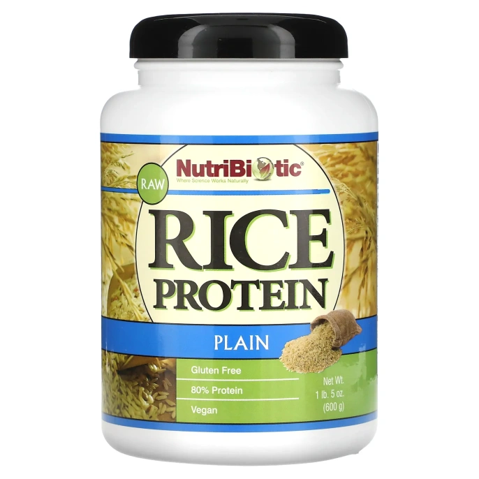 NutriBiotic, Сырой простой рисовый белок, 1 фунт 5 унций (600 г)