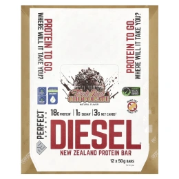 PERFECT Sports, Diesel, протеиновый батончик из Новой Зеландии, тройной насыщенный шоколад, 12 батончиков по 50 г