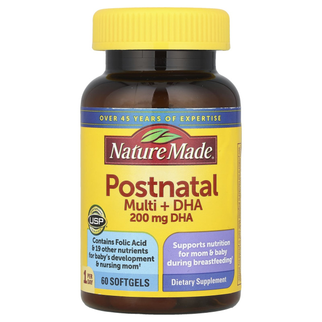 Nature Made, Postnatal Multi + DHA, 60 мягких таблеток
