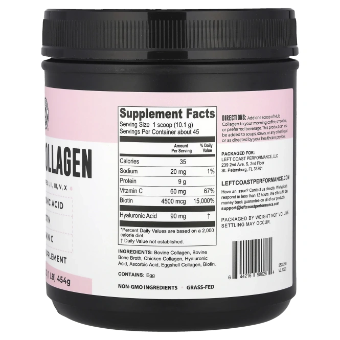 Left Coast Performance, Мультиколлаген, 454 г (16 унций)