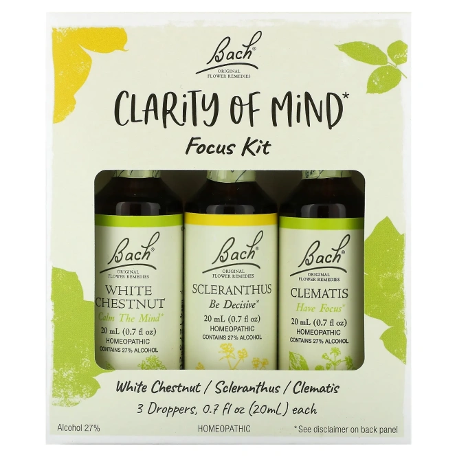 Bach, Clarity of Mind Focus Kit, 3 пипетки по 20 мл (0,7 жидк. унц.)