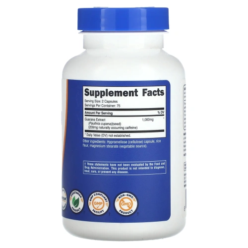 Nutricost, гуарана, 1000 мг, 150 капсул (500 мг в 1 капсуле)