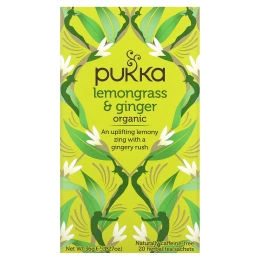 Pukka Herbs, Органическая смесь лемонграсса и имбиря, без кофеина, 20 пакетиков с травяным чаем, 36 г