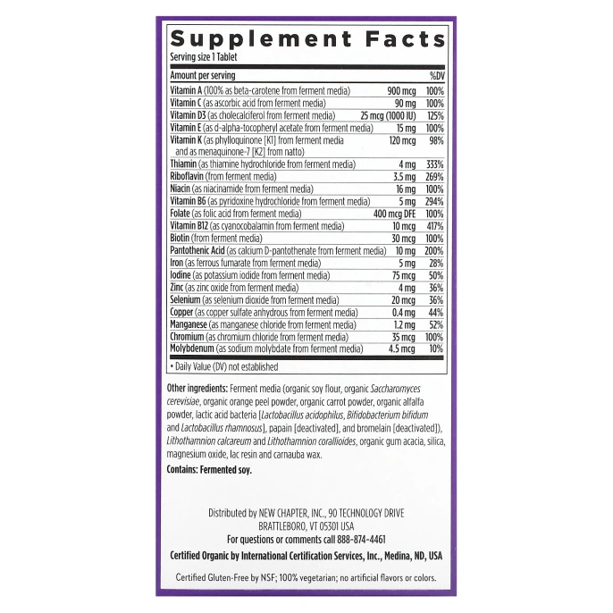 New Chapter, Мультивитамины One Daily, 72 вегетарианские таблетки