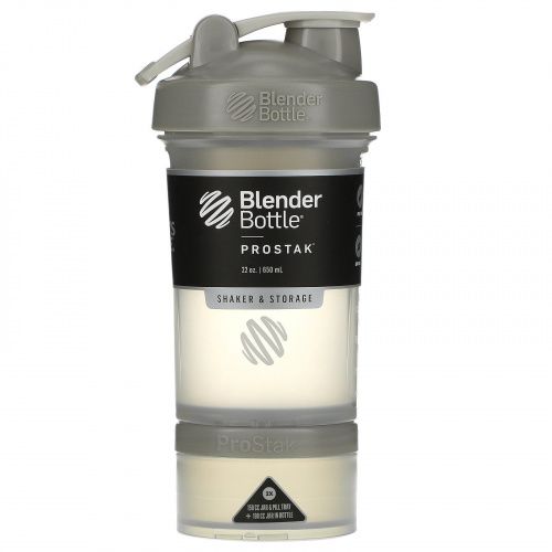 Blender Bottle, Бутылка для смешивания, ProStak, галечно-серый, 22 унц.