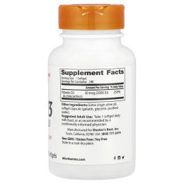 Doctor's Best, Витамин D3, 50 mcg, 2000 МЕ, 180 Softgels