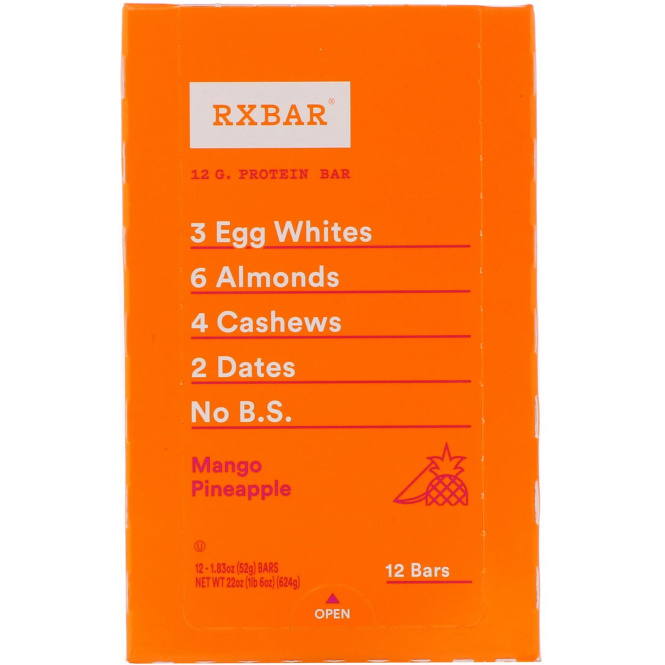 RXBAR, Protein Bar, Mango Pineapple, 12 Bars, 1.83 oz (52 g) Each