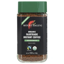 Mount Hagen, органический растворимый кофе, приобретенный с соблюдением принципов справедливой торговли, без кофеина, 100 г (3,53 унции)
