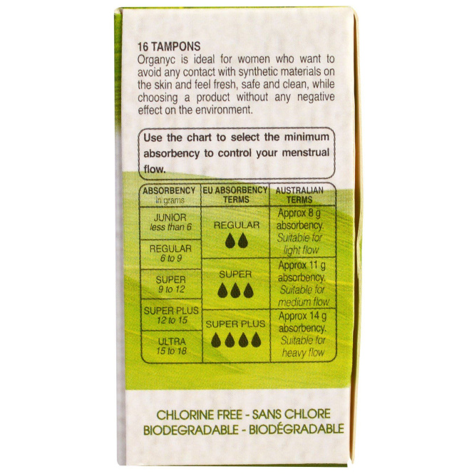 Organyc, Органические тампоны, 16 супервпитывающих тампонов
