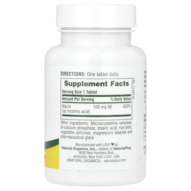 Nature's Plus, Ниацин, 100 мг, 90 таблеток