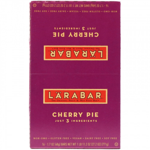 Larabar, Вишневый пирог, 16 батончиков по 48 г