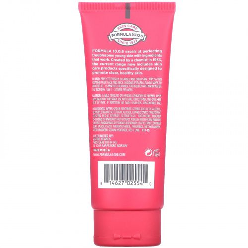 Formula 10.0.6, Pores Be Pure, Skin-Clarifying Mud Mask, Strawberry + Yarrow, 3.4 fl oz (100 ml)