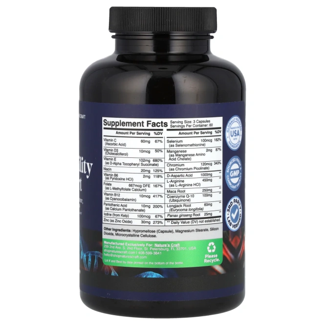 Nature's Craft, Поддержка мужской фертильности, 180 капсул