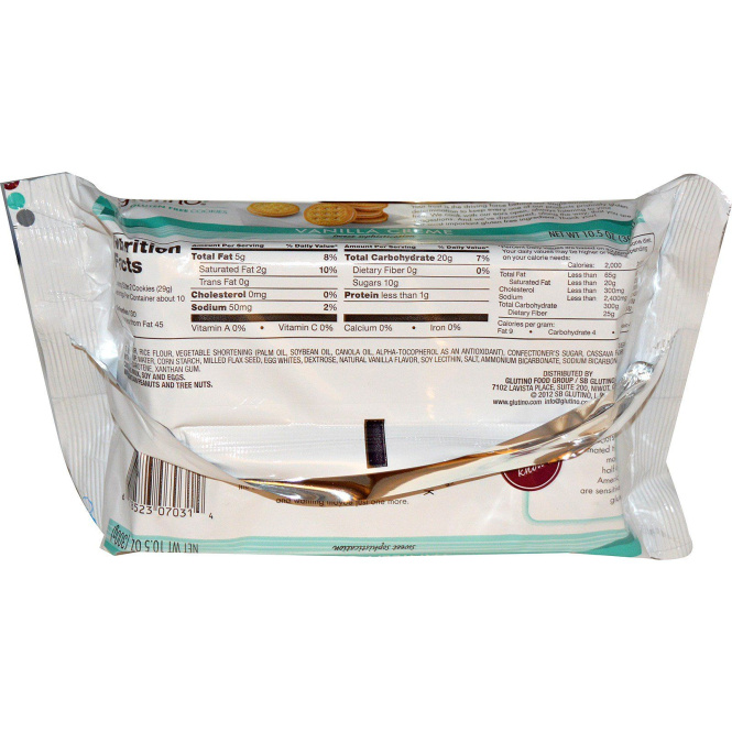 Glutino, Безглютеновое печенье, ванильный крем, 10,5 унций (300 г)