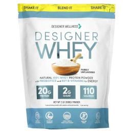 Designer Protein, Designer сыворотка Натуральный 100% сывороточный протеин без запаха 2 фунта